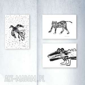 3 plakaty ze zwierzętami, zestaw 3 plakatów A4, skandynawskie plakaty, zwierzęta