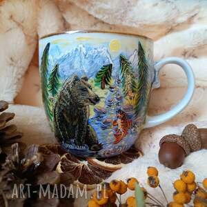 Prezent Ręcznie malowany kubek Niedźwiedź złota rybka spełnione