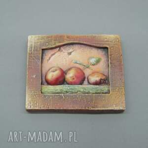 handmade ceramika trzy jabłuszka - dekoracja ścienna