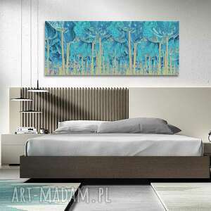 obraz z turkusem turkusowy las 140x60, nowoczesny na ścianę, obrazy