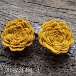 handmade ozdoby do włosów roses spinki do włosów mustard