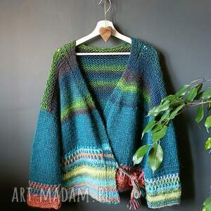 multikolorowy sweter drutach, prezent, jesień