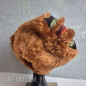 futrzana czapka ruda gora folkowa na podszewce rozmiar uniwersalny box A1, fo