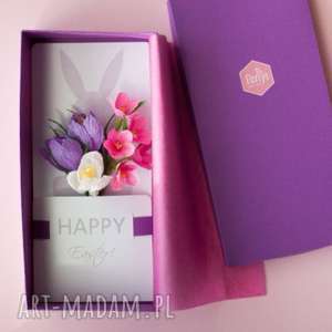 kartki karteczki 3d na prezent happy easter, świetną, kwiaty, papier