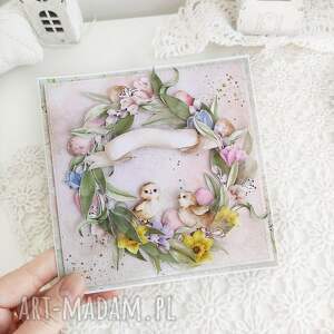 Prezent wielkanocna, ręcznie robiona, elegancka kartka