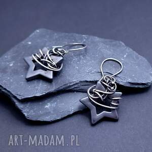 Srebrne ręcznie robione kolczyki w kształcie gwiazdek prezent, biżuteria
