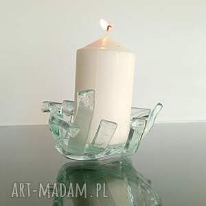 szklany świecznik dekoracyjny świecę, ręcznie robiony, dekoracja do wnętrza