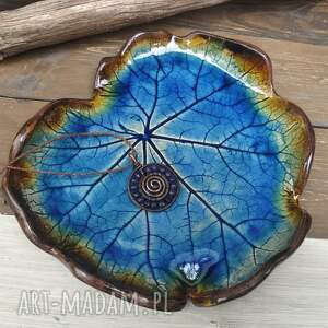 ceramiczna patera liść c887, ceramika na prezent, talerzyk podstawka