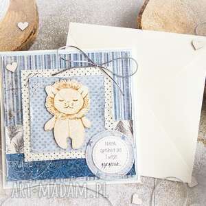kartka z lwem w kopercie. Piękna, warstwowa - mrufru scrapbooking
