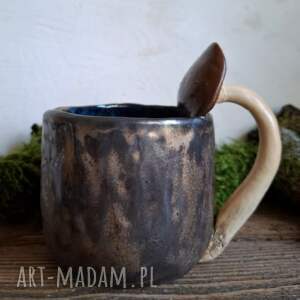 Kubek ceramiczny Grzyb - ręcznie lepiony, 330 ml, szkliwa z efektem