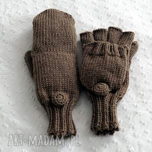 Rękawiczki Flap z merynosa, z klapką, wełniane, jednopalczaste