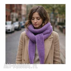 Duży ręcznie robiony ciepły szalik komin otulacz Sophie z wełną
