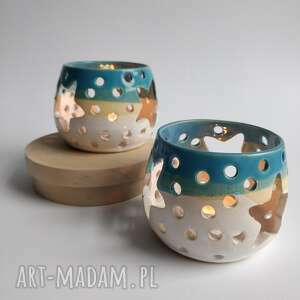 handmade ceramika zestaw dwóch świeczników 5
