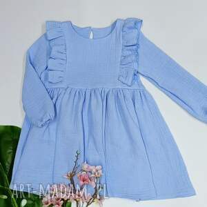 sukienka muślinowa dla dziewczynki niebieska, dziecka