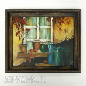 Prezent Koniec lata - obraz olejny w drewnianej ramie