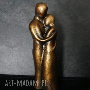handmade dekoracje rzeźba z gipsu, przytul mnie, złota, wys. 14,6 cm