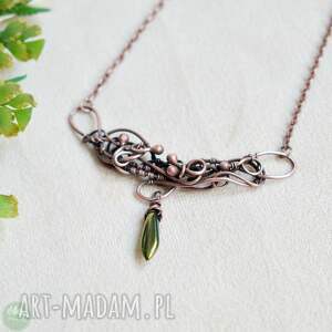 elfia zieleń - naszyjnik delikatny miedzi miedziana biżuteria
