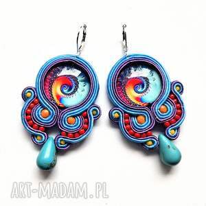 sutaszowe haftowane ręczny Tahiti, kolorowe kolczyki