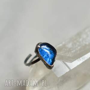 błękit - pierścionek regulowany z miedzi i cyny na prezent