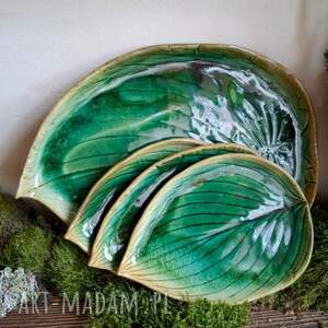 Prezent Zestaw trzech talerzyków liści, ceramicznych - Funkjaste