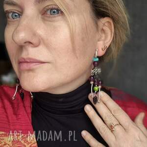 Boho klipsy handmade z chwostami i piórkowym efektem - pojedynczy egzemplarz