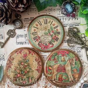 świąteczne podkładki decoupage, shabby chic święta, vintage