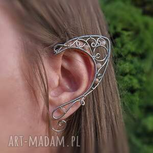 Oryginalne nausznice elfie uszy z kamieniem słonecznym - wire wrapping (bez przekłuwania)