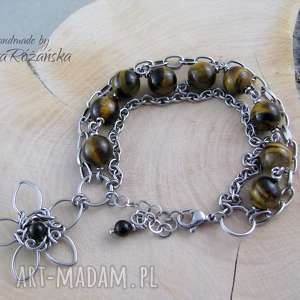 handmade bransoletka tygrysie oko, wire wrapping