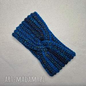 IzabeLove - Opaska damska zimowa wykonana ręcznie na szydełku kolorowa niebieska (na, )