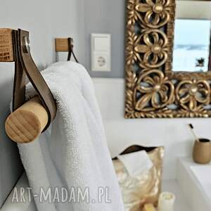 handmade wieszaki wieszak łazienkowy na ręcznik paski brązowe
