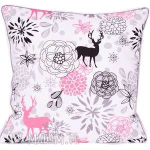 poduszka pink deer 40x40cm jeleń wypustką, stockholm skandynawski, prezent