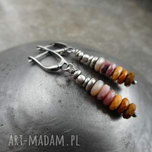 karmel, srebro, srebrne kolczyki, karmelowy, kamienie naturalne