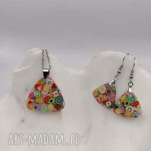 Prezent Owocowa Energia - komplet biżuterii z żywicy - wisiorek