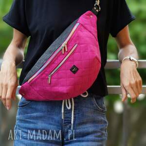 różowo - czarna nerka xxl, mini plecak, nerkoplecak na prezent, pojemna