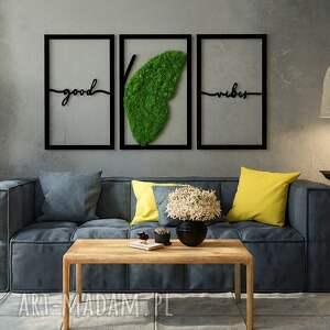 Tryptyk motyl z mchem chrobotkiem 60x90 - dekoracja ażurowa 3 części handmade