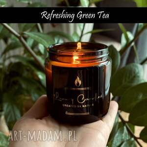 orzeźwiająca zielona herbata - naturalna świeca sowjowa zapachowa 120 ml, wosk