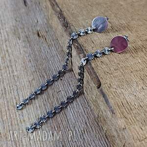 kolczyki - blaszki v srebro oksydowane 925, łańcuszki