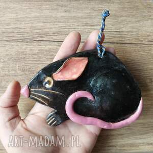 handmade ceramika szczurek czarny