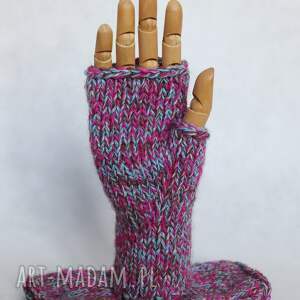 lidia - kolorowe bezszwowe mitenki rękawiczki bez palców z małym kciukiem