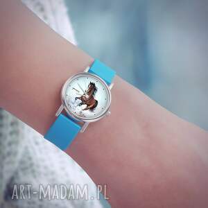 zegarki zegarek mały - brązowy koń silikonowy, niebieski dziecięca