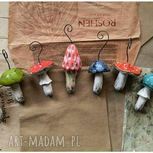 Zestaw 10 grzybków zawieszek, ceramika, grzyby, muchomor, rydz