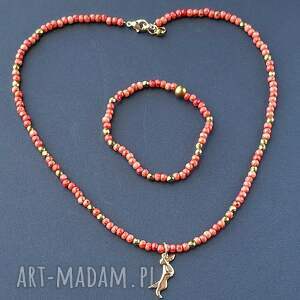 dla kochającej jamniki komplet wisiorek i bransoletka miły prezent handmade