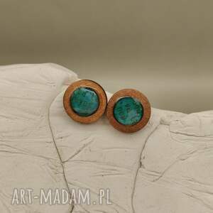 Kolczyki drewniane Turkusowa Opowieść, z drewna