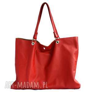 torbiszcze czerwone z wkładem, skórzana, duża, praktyczna, wygodna, pojemna