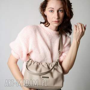 musslico torebka typu cloud midi w kolorze beżowym skóra naturalna dla kobiety