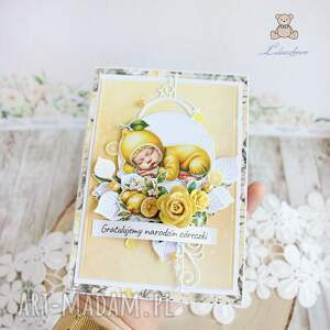 handmade scrapbooking kartki kartka na narodziny dziecka, prezent na narodziny maluszka