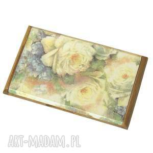 białe róże - wizytownik - hanutka etui