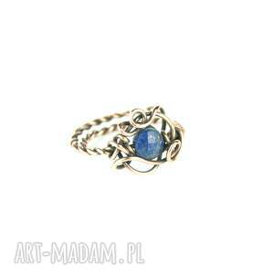 lapis lazuli regulowany pierścionek z miedzi, wire wrapping niej