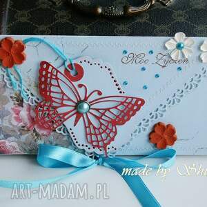 handmade scrapbooking kartki kopertówka uniwersalna - z motylem