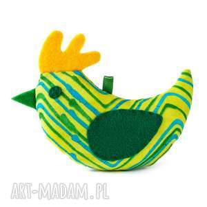 ręcznie wykonane dekoracje wielkanocne wiosenny zielony ptaszek w paski
